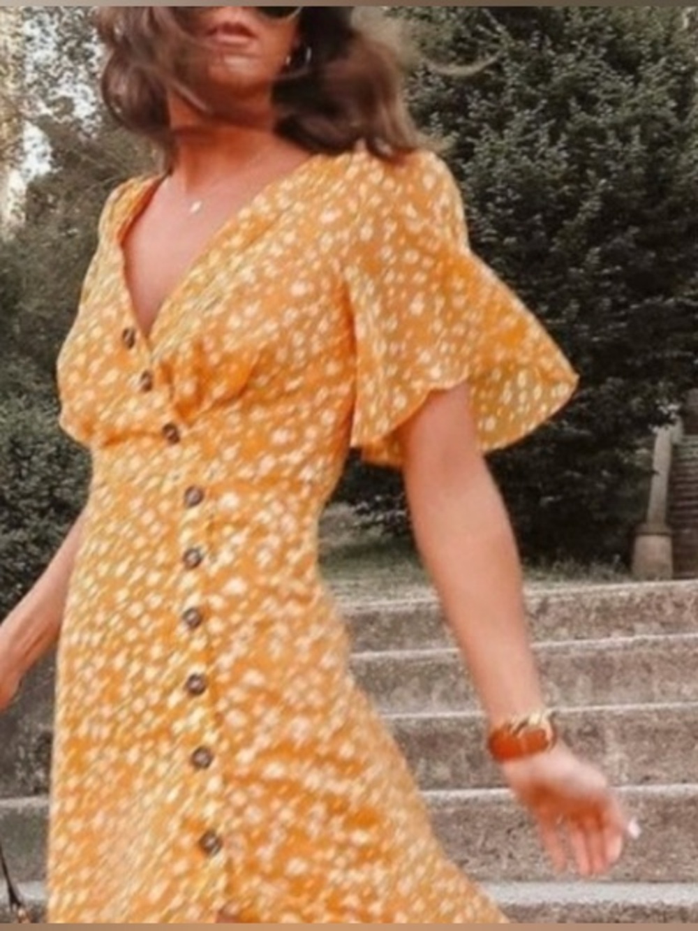 Lulus Yellow Floral Button-Front Maxi Dress S